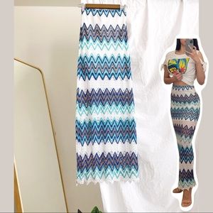 Maxi Summer Skirt with Geometric Pattern NWT